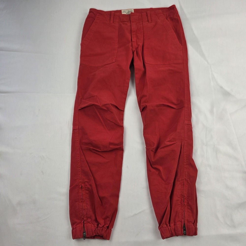 Nili Lotan Pants Womens 0 Red Jogger Twill Ankle Zip Cuffed Stretch Casual